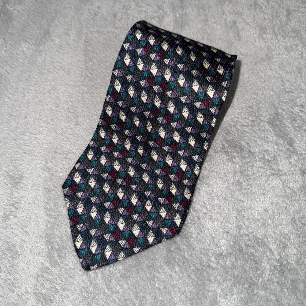 Christian Dior Monsieur‎ Silk Tie Geometric Pattern Mens Vintage Necktie